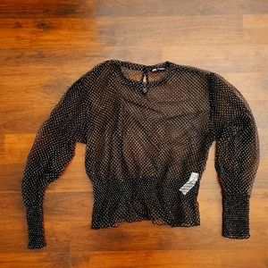 Zara, Sheer black shirt with white polka dots